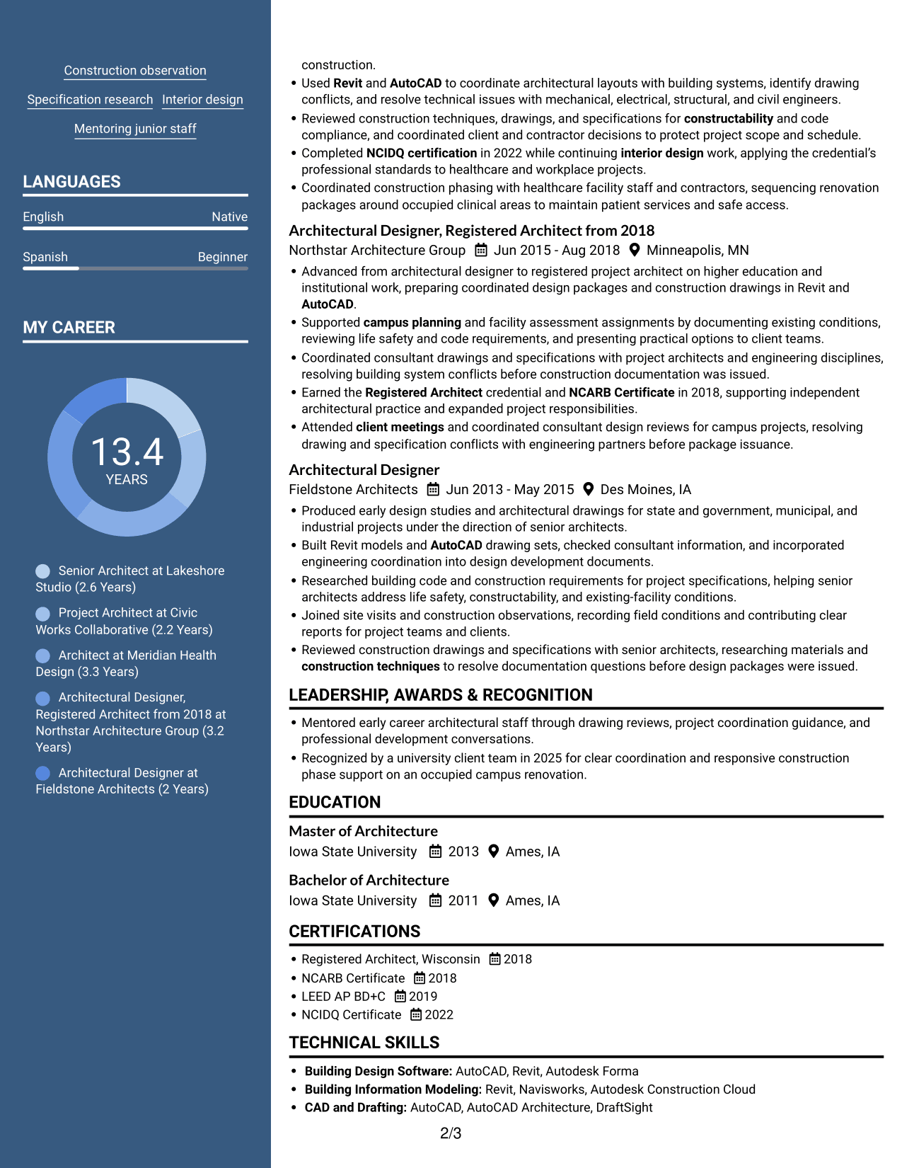 Resume example — page 2