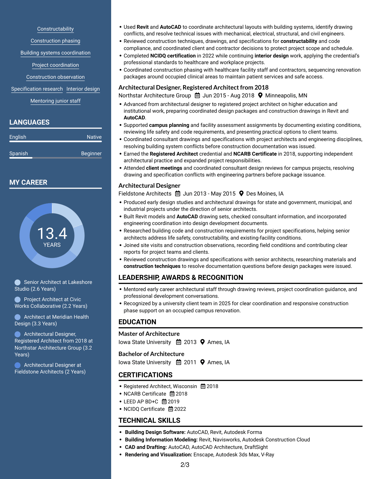 Resume example — page 2