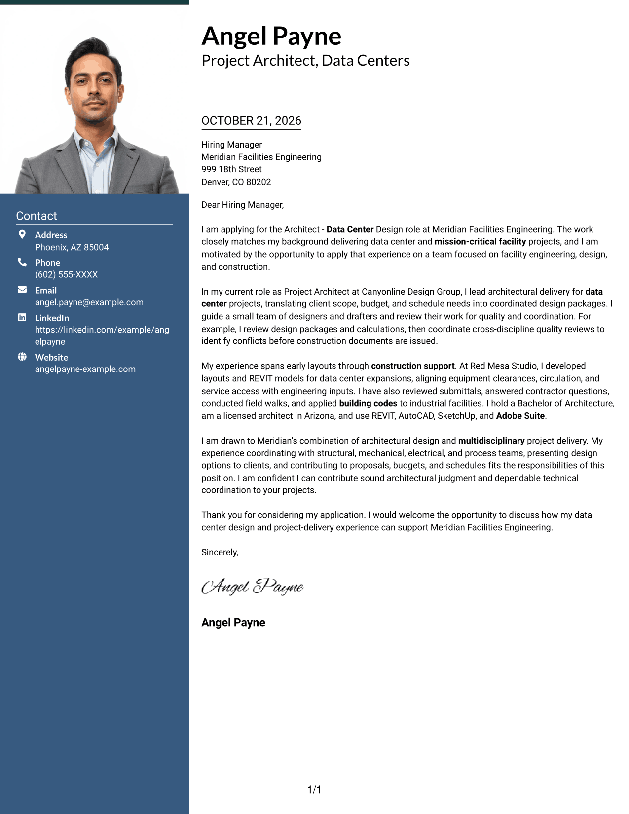 Cover letter example — page 1