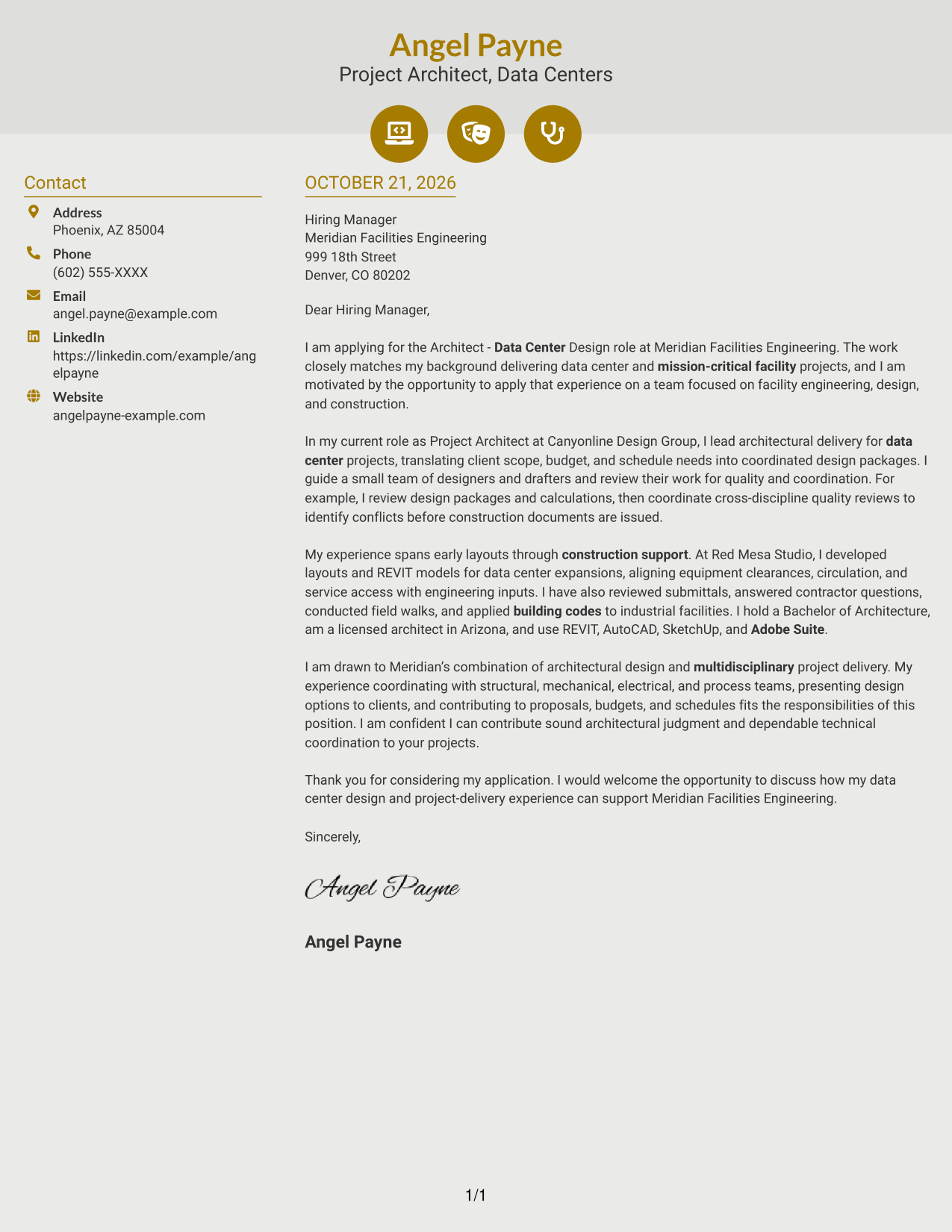 Cover letter example — page 1