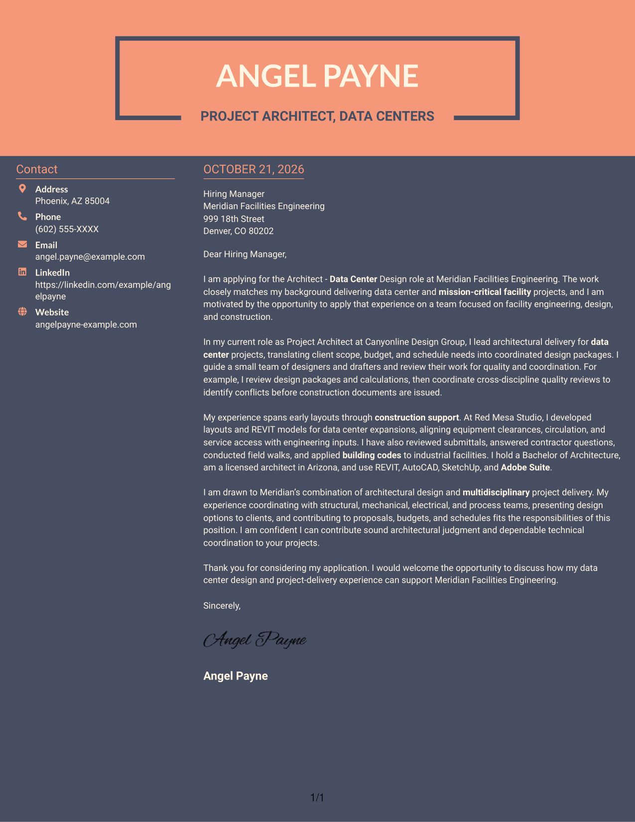 Cover letter example — page 1
