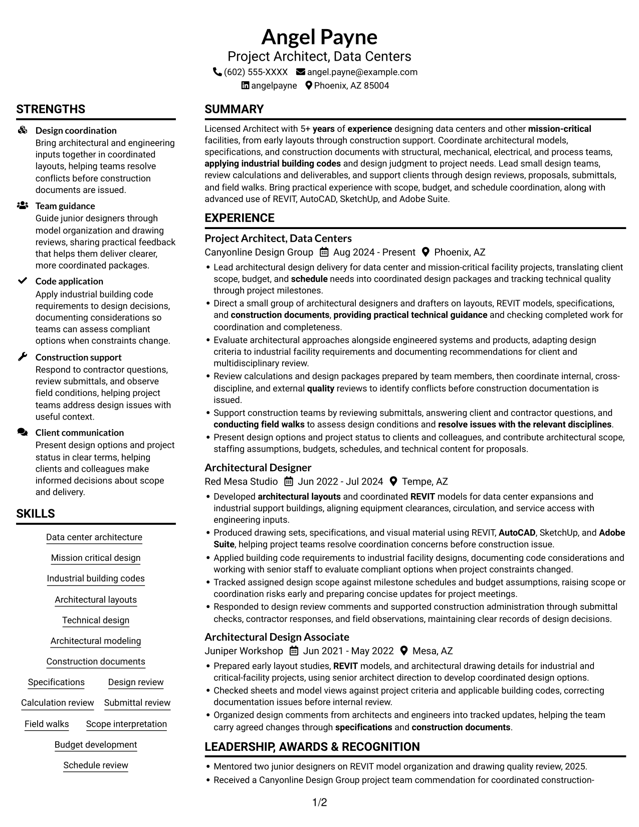 Resume example — page 1