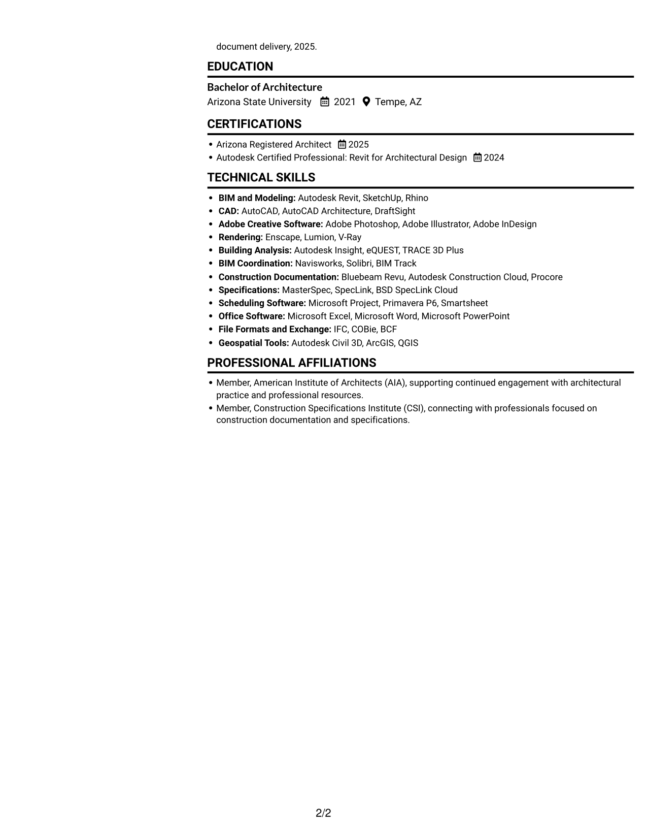 Resume example — page 2