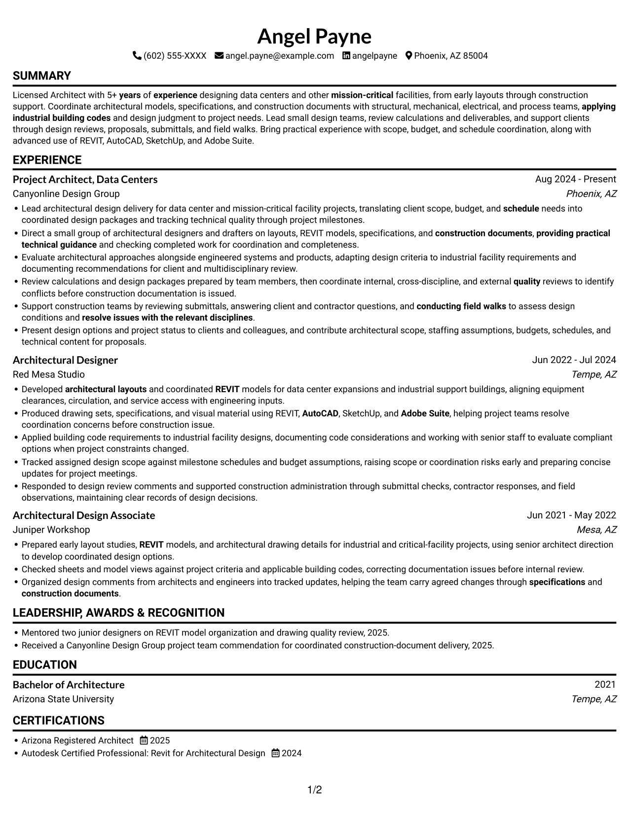 Resume example — page 1