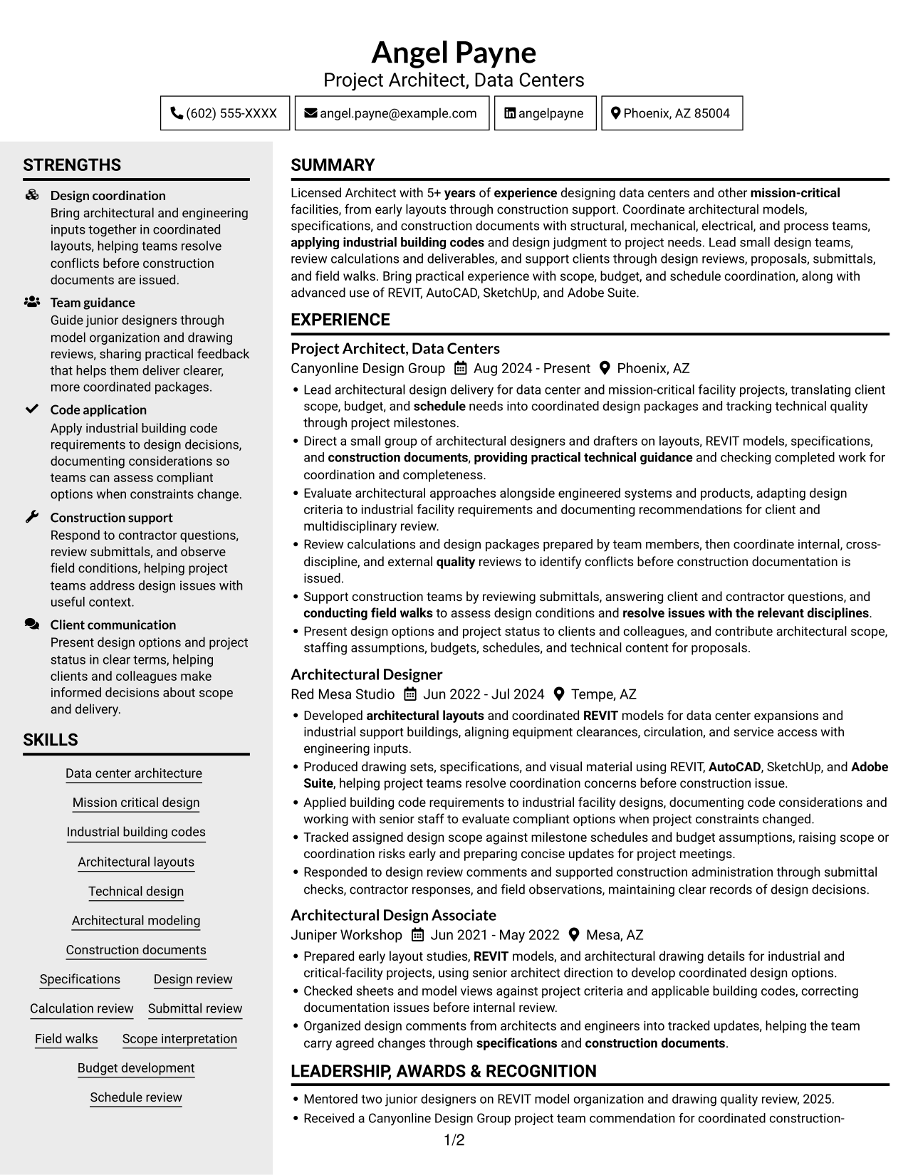 Resume example — page 1