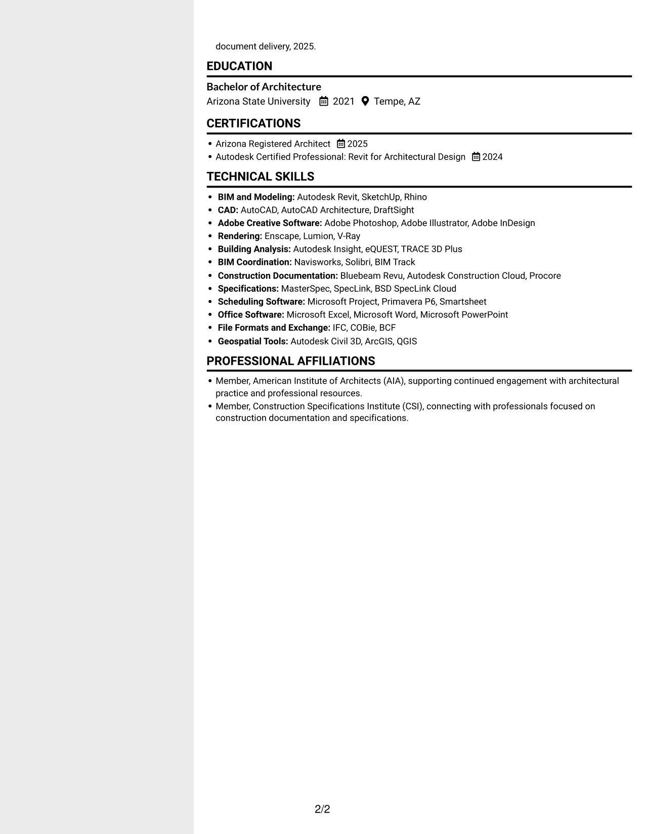 Resume example — page 2