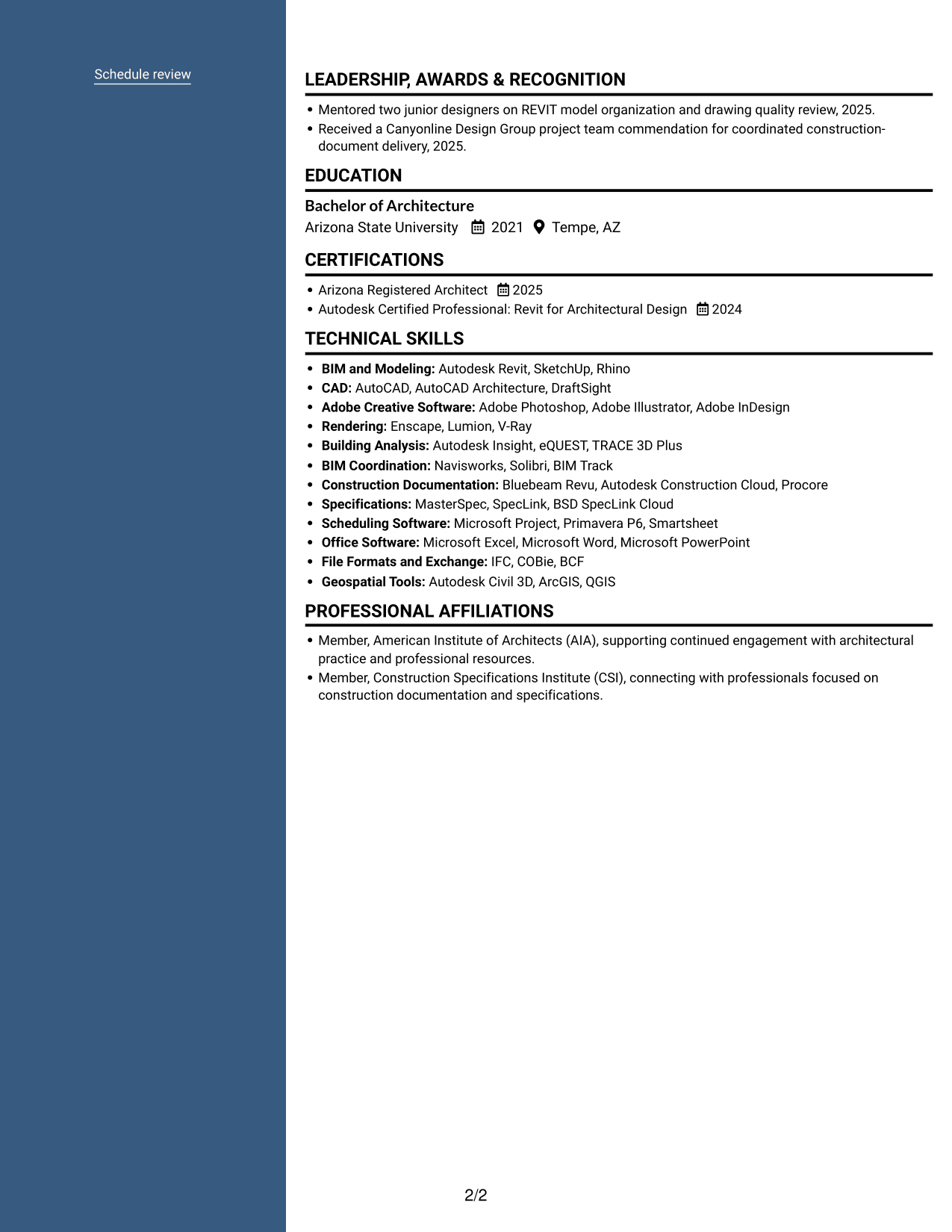 Resume example — page 2