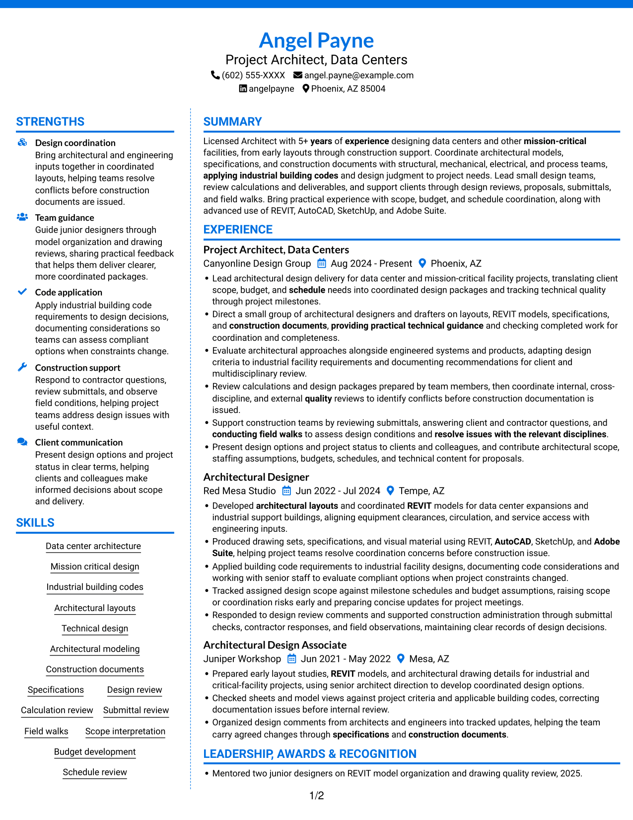 Resume example — page 1