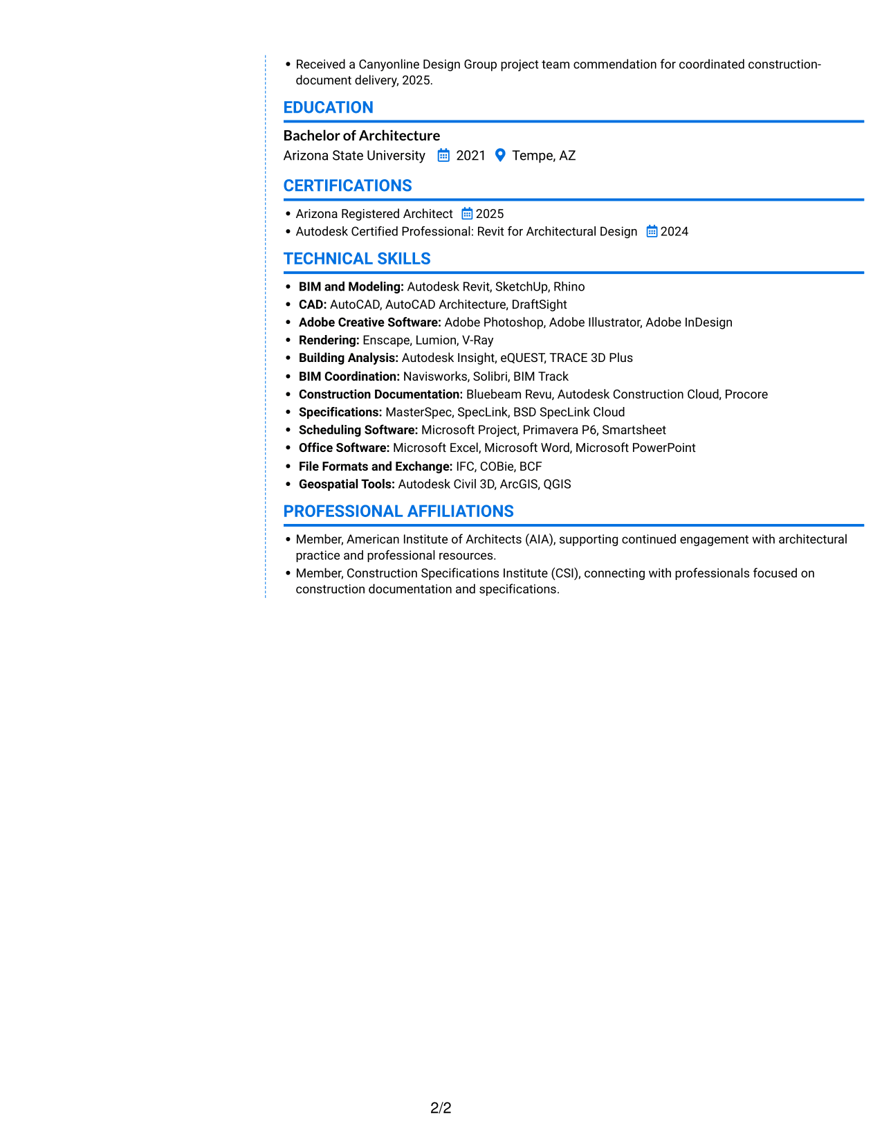 Resume example — page 2