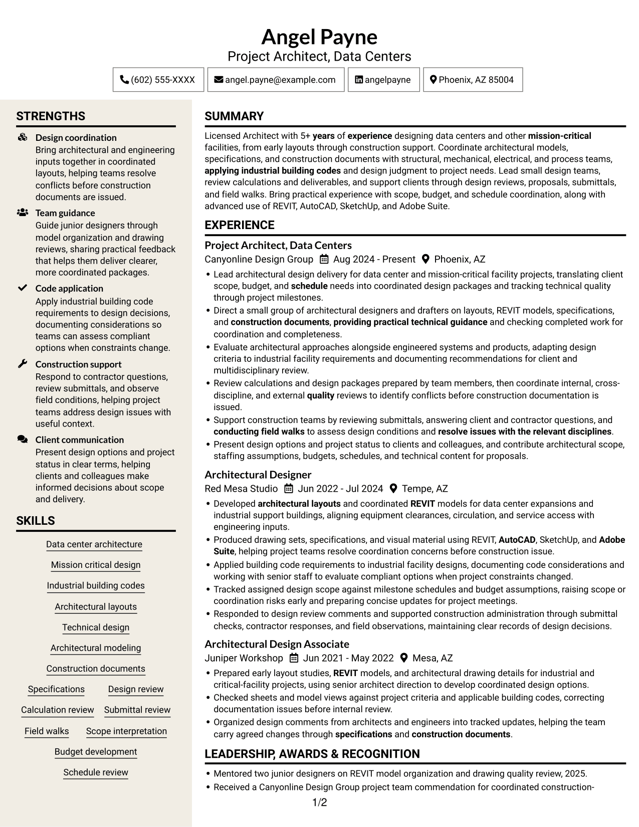 Resume example — page 1