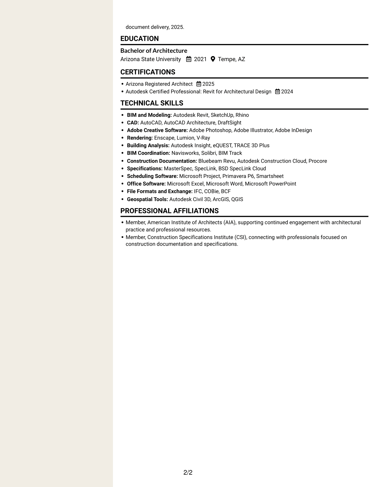 Resume example — page 2