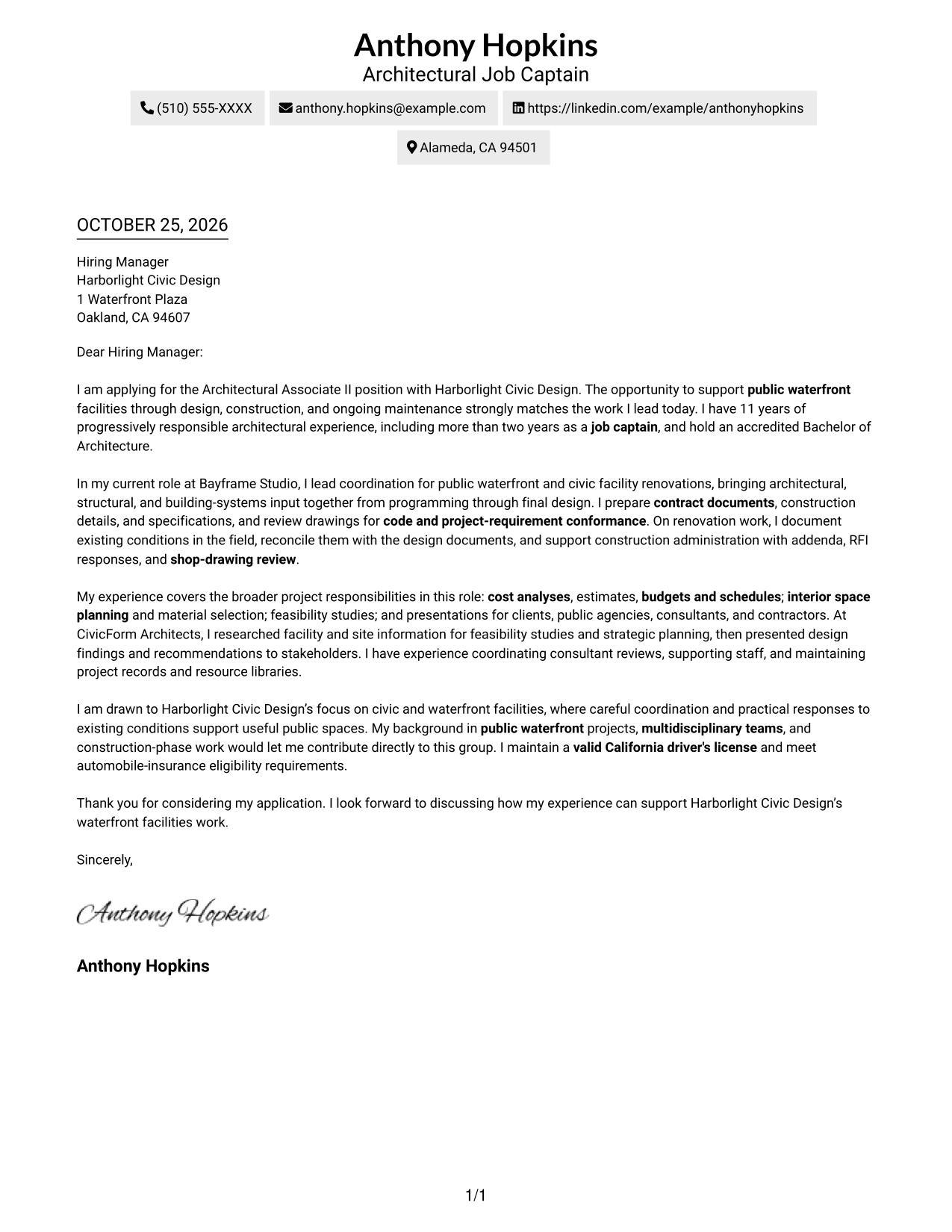 Cover letter example — page 1