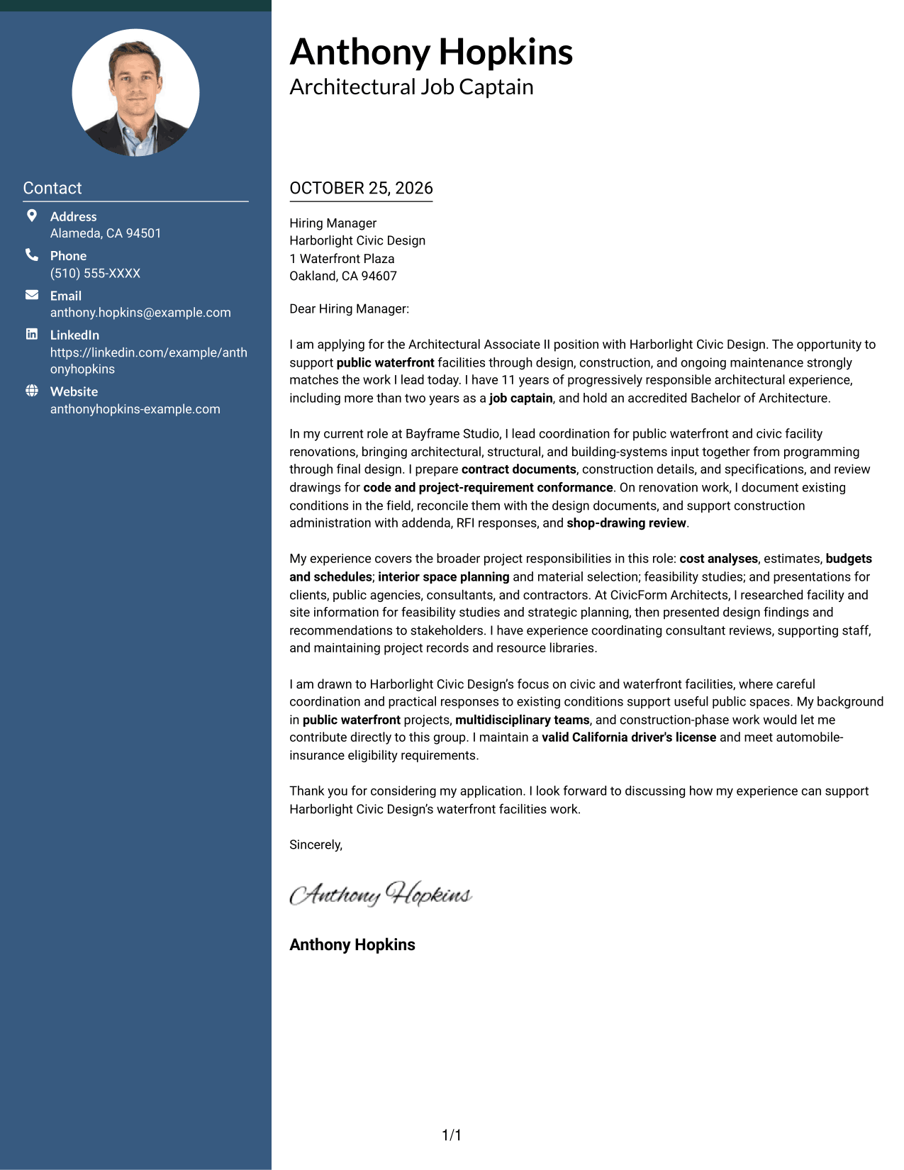 Cover letter example — page 1