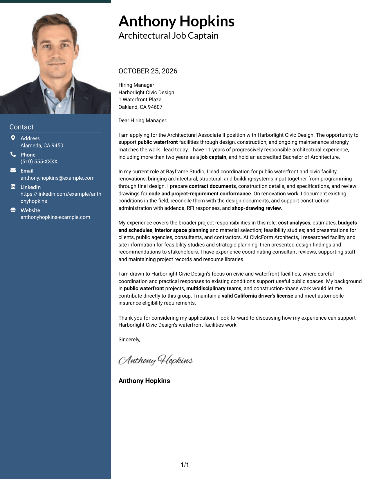 Cover letter example — page 1