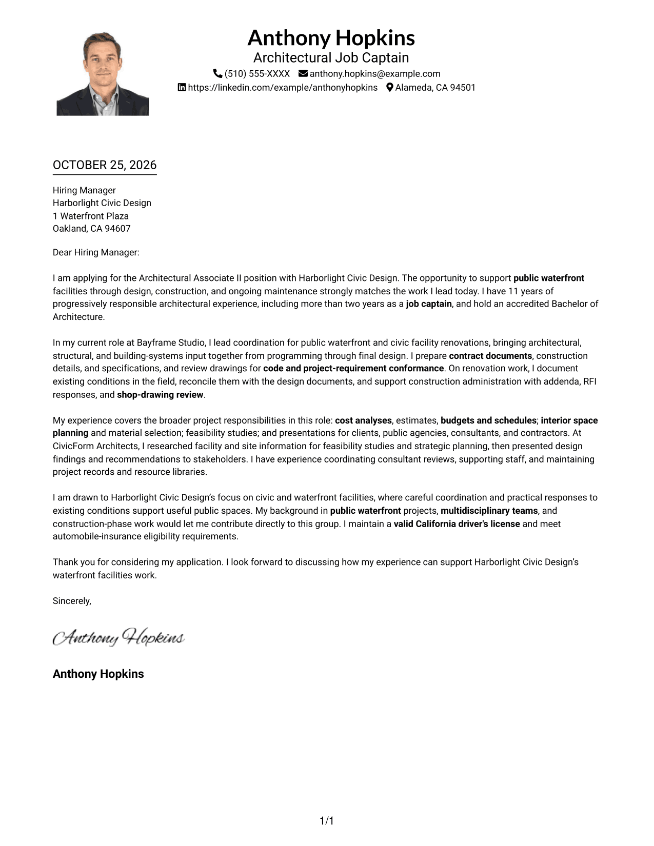 Cover letter example — page 1