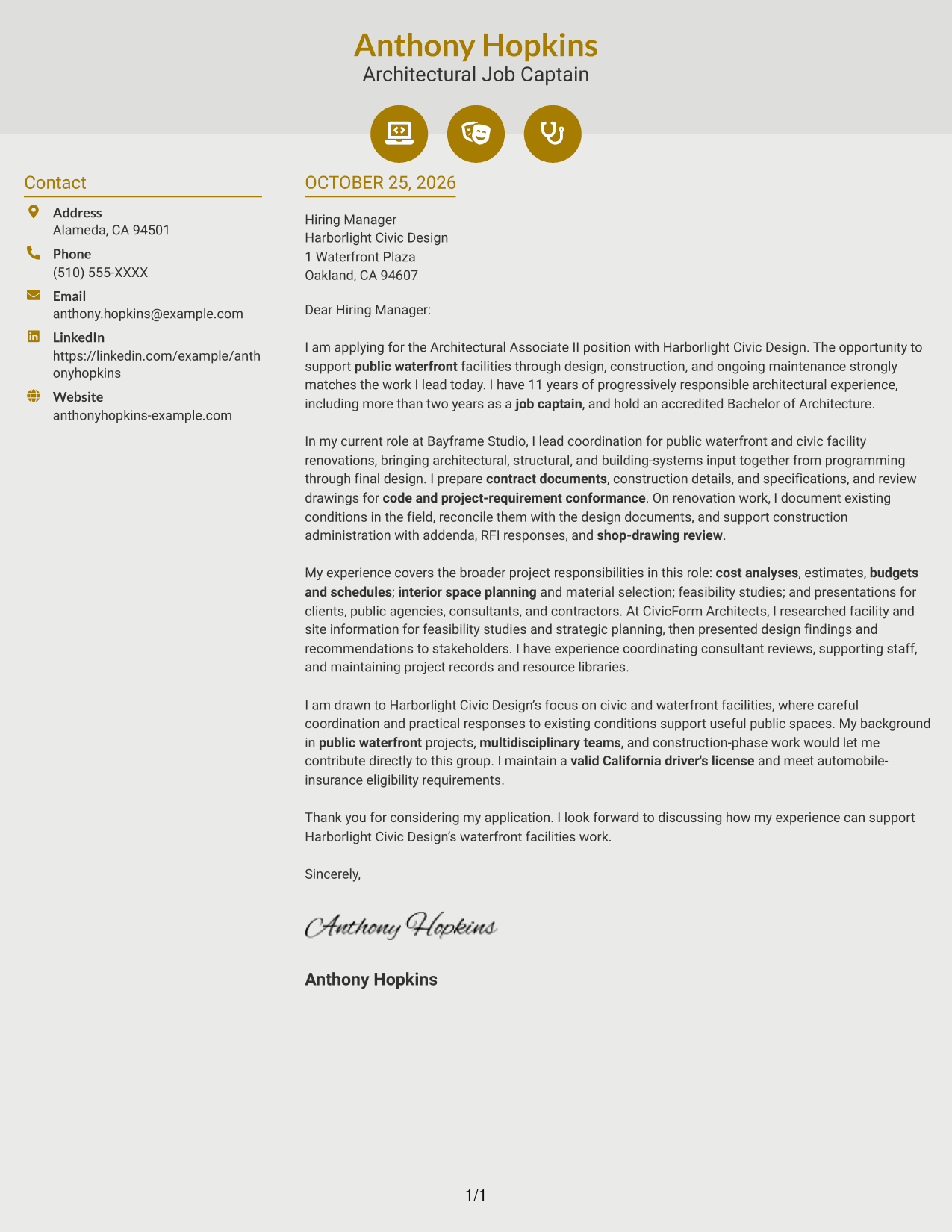 Cover letter example — page 1