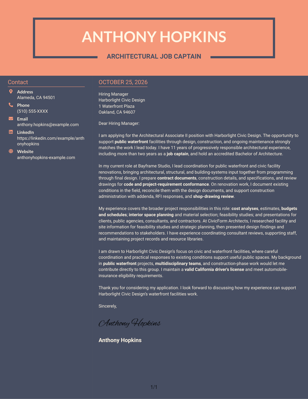 Cover letter example — page 1