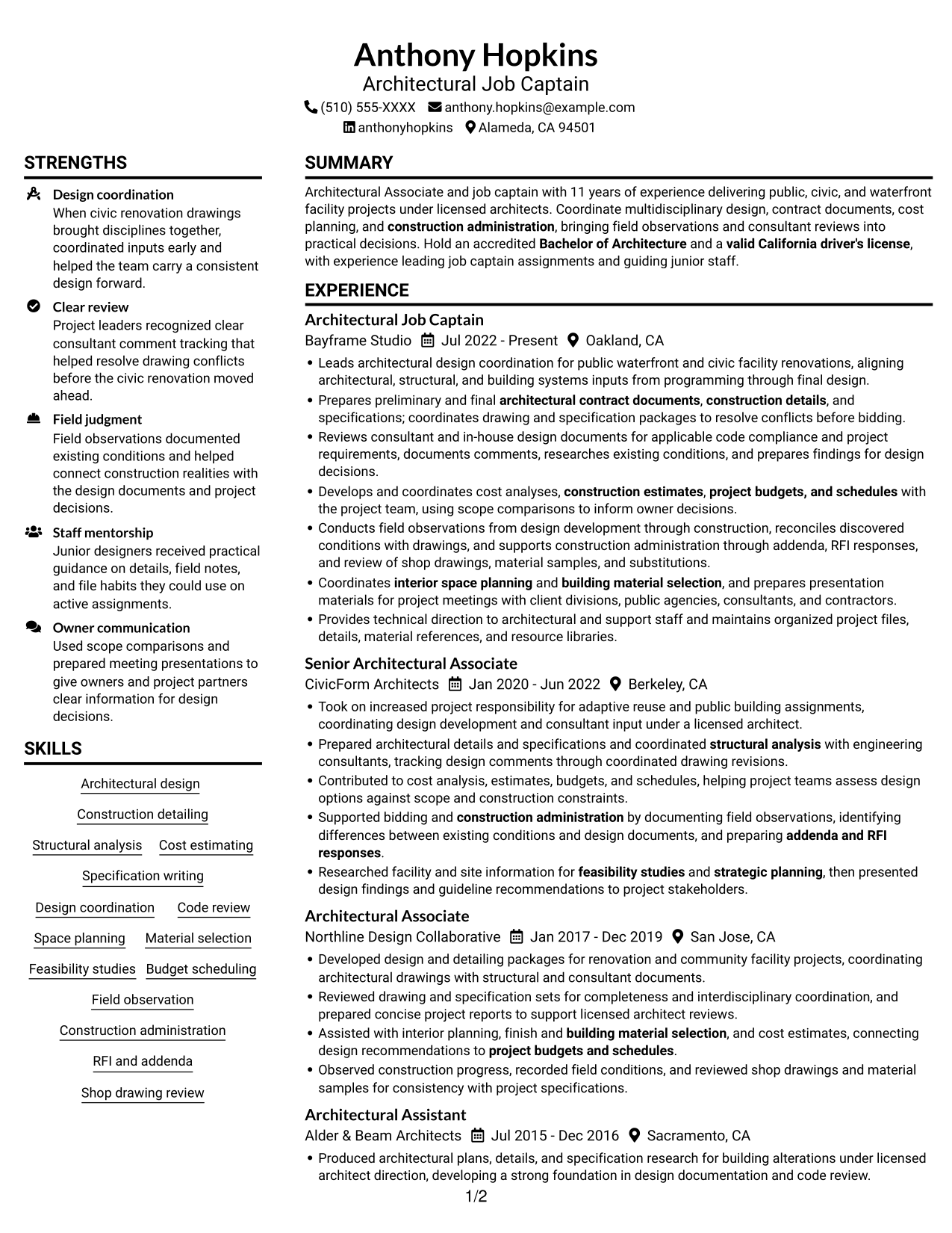 Resume example — page 1