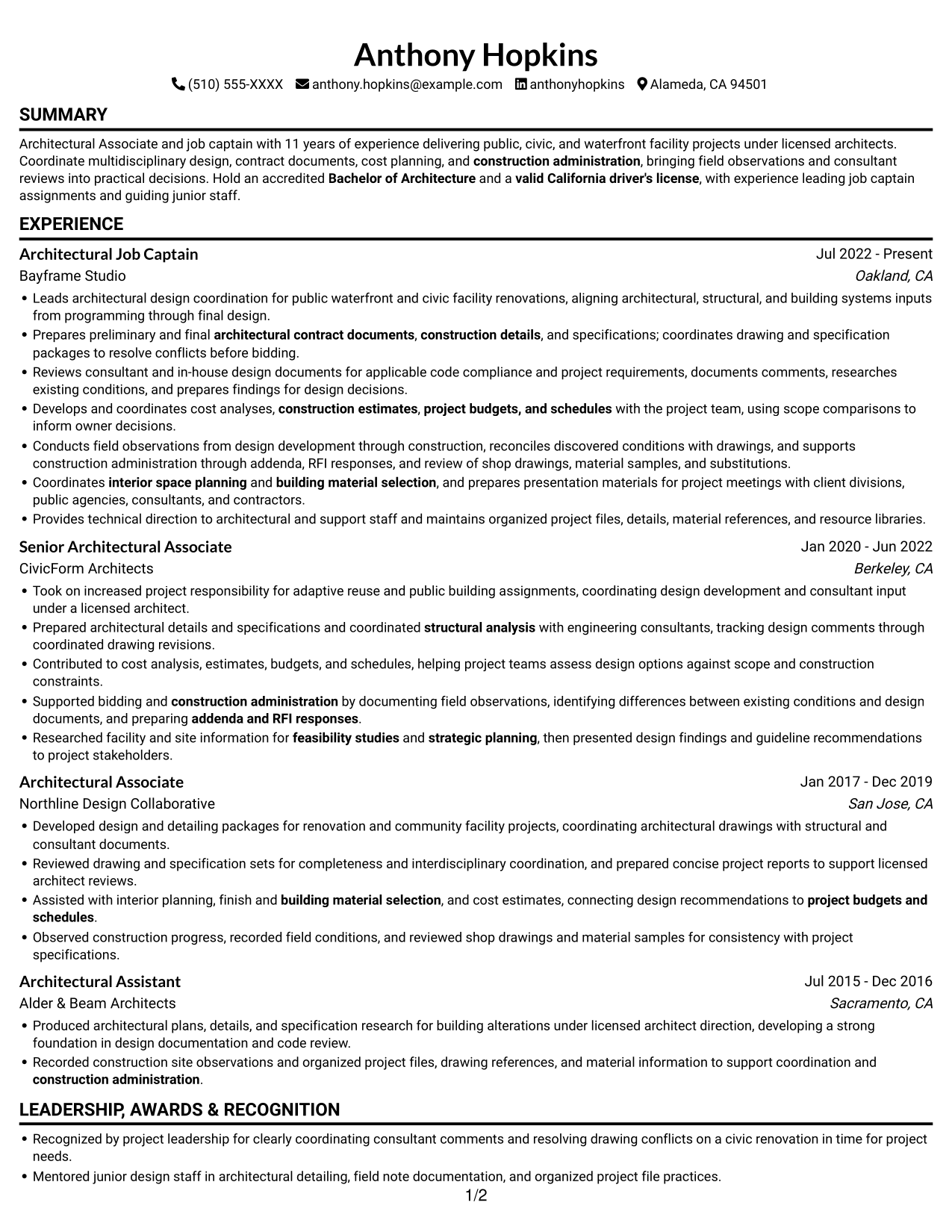 Resume example — page 1