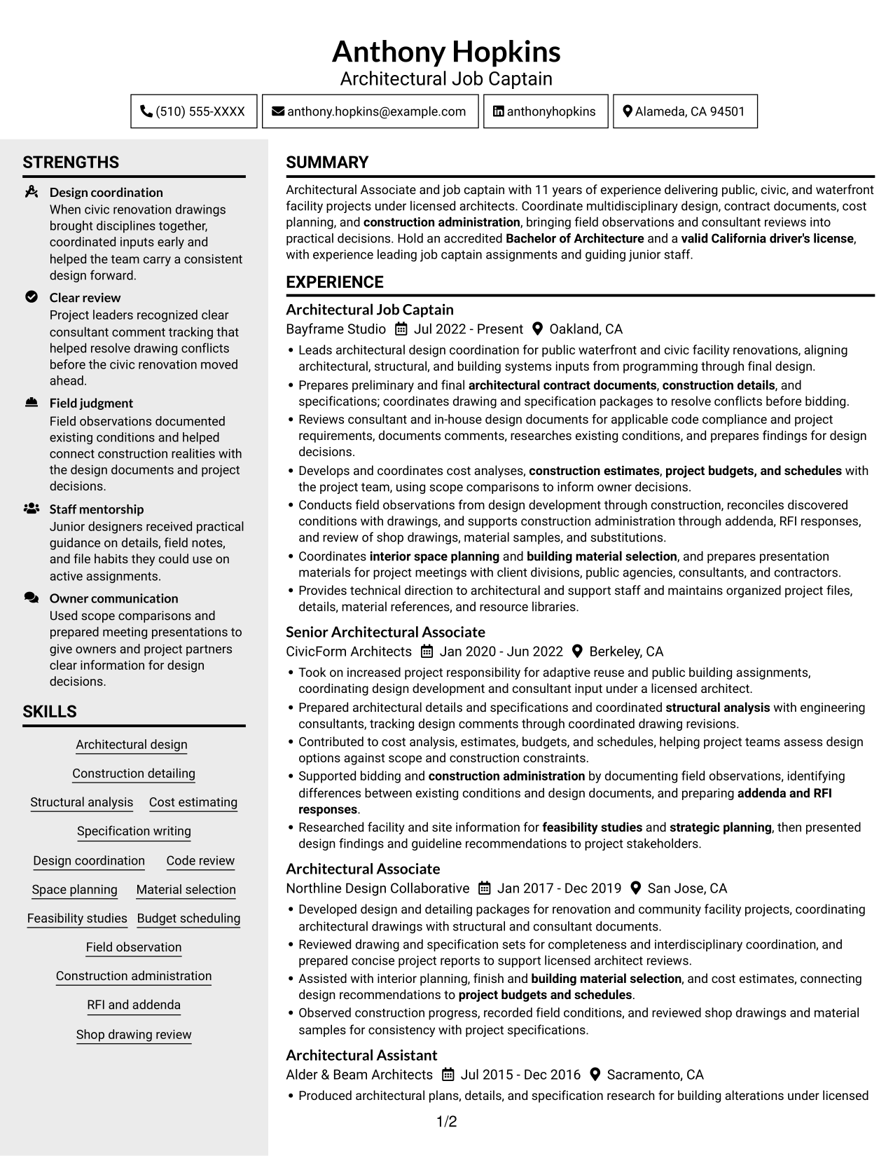 Resume example — page 1
