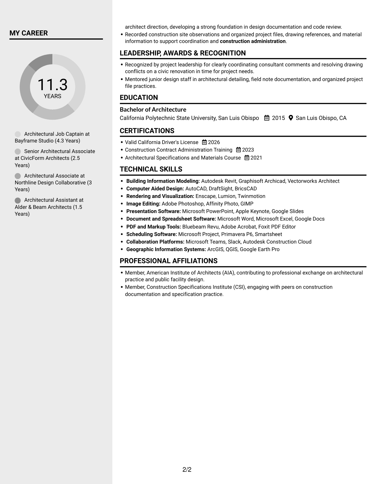 Resume example — page 2