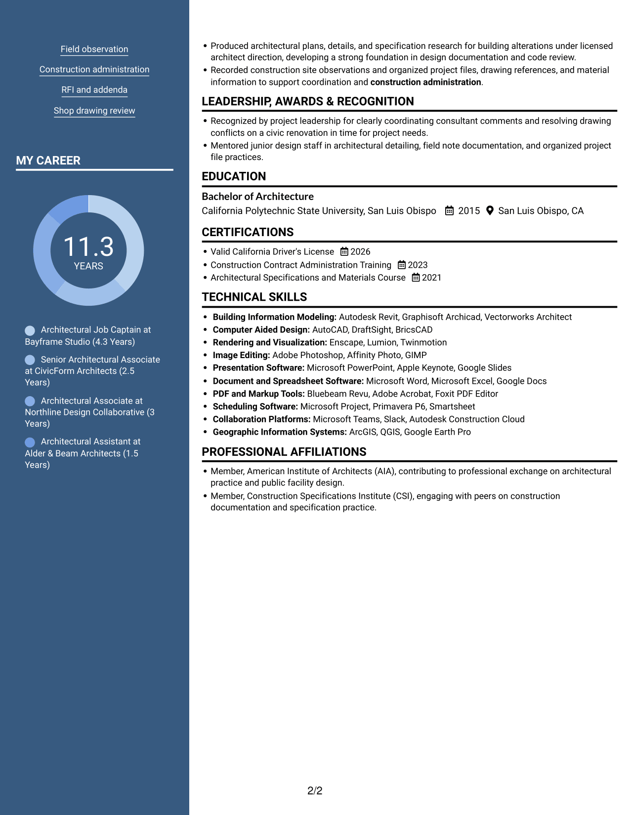 Resume example — page 2