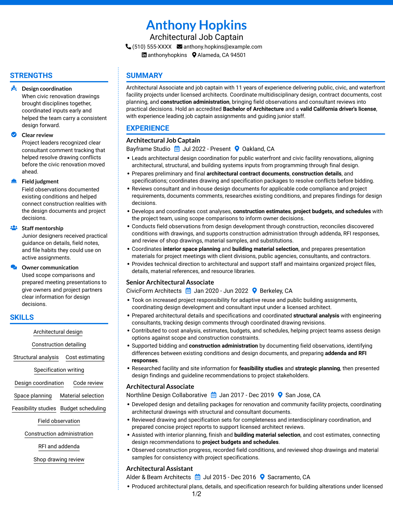 Resume example — page 1