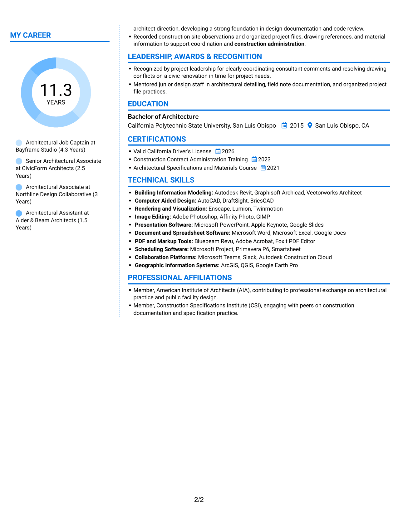 Resume example — page 2