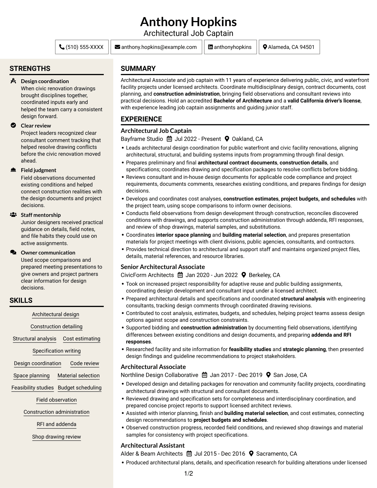 Resume example — page 1