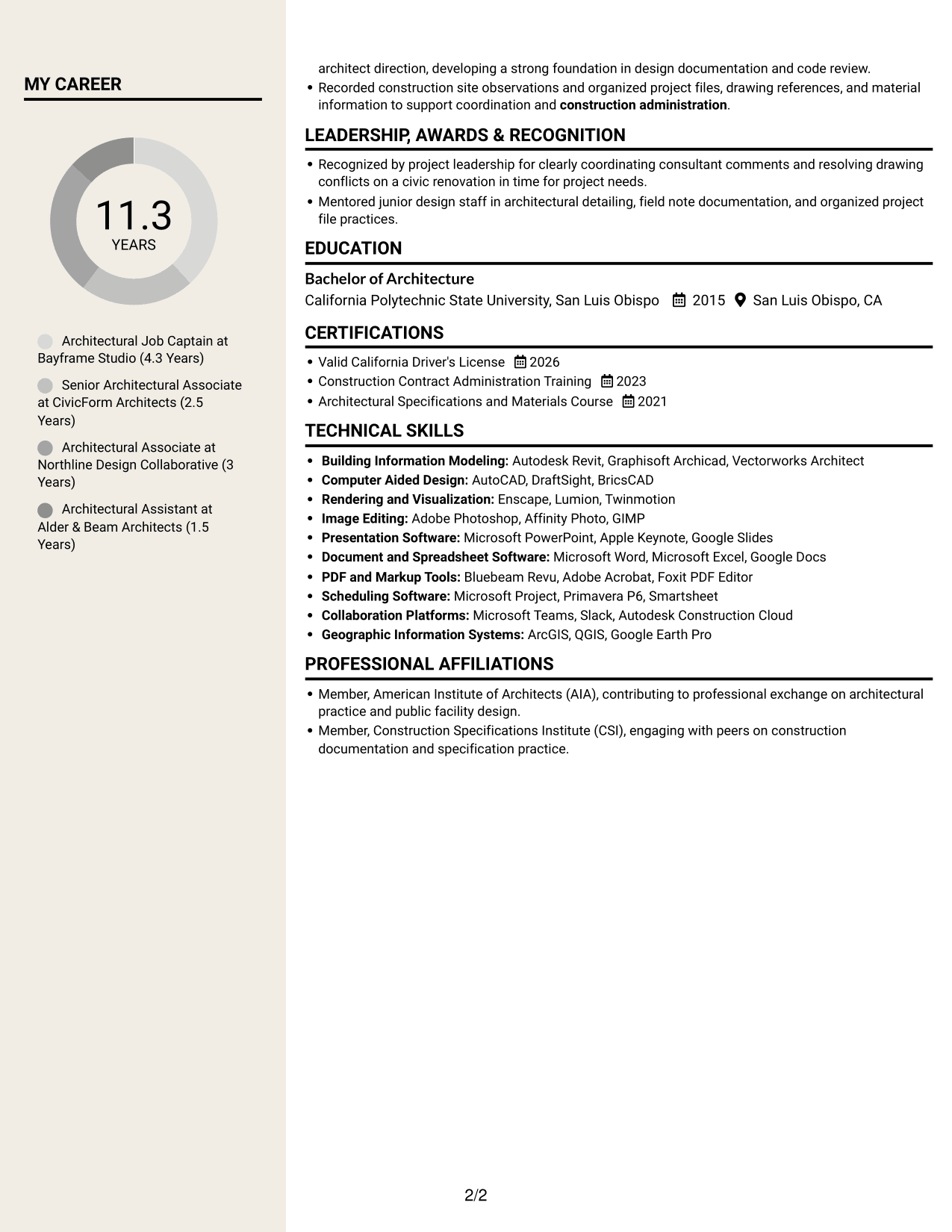 Resume example — page 2