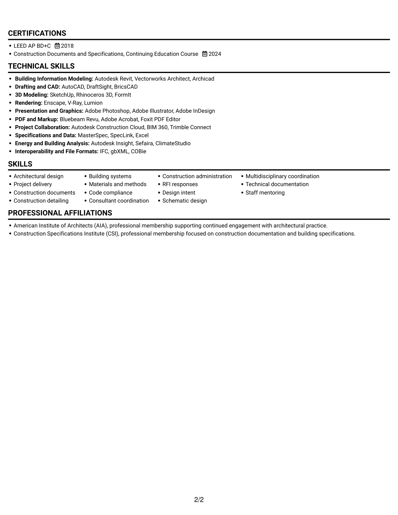 Resume example — page 2