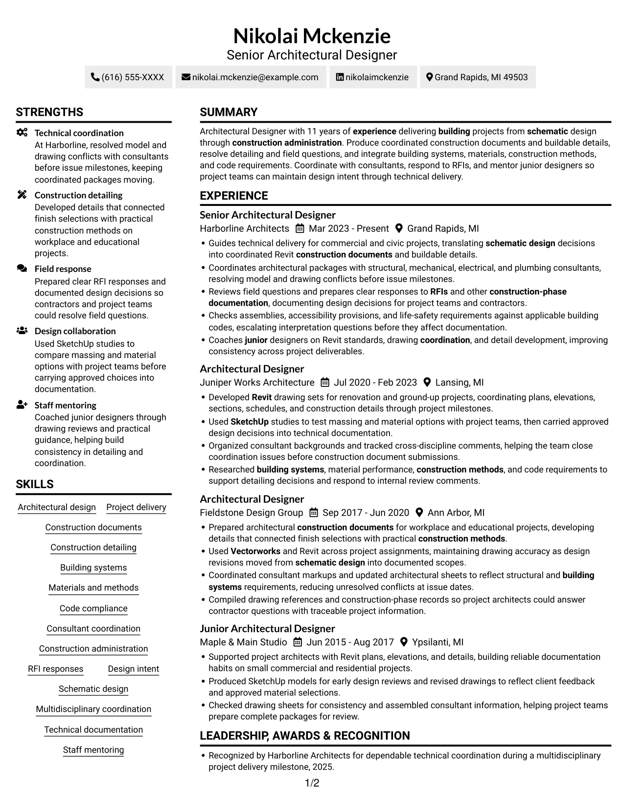 Resume example — page 1