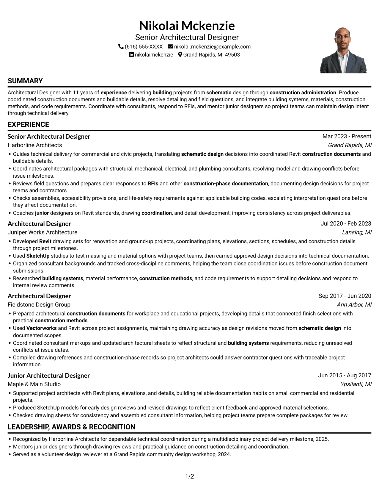Resume example — page 1