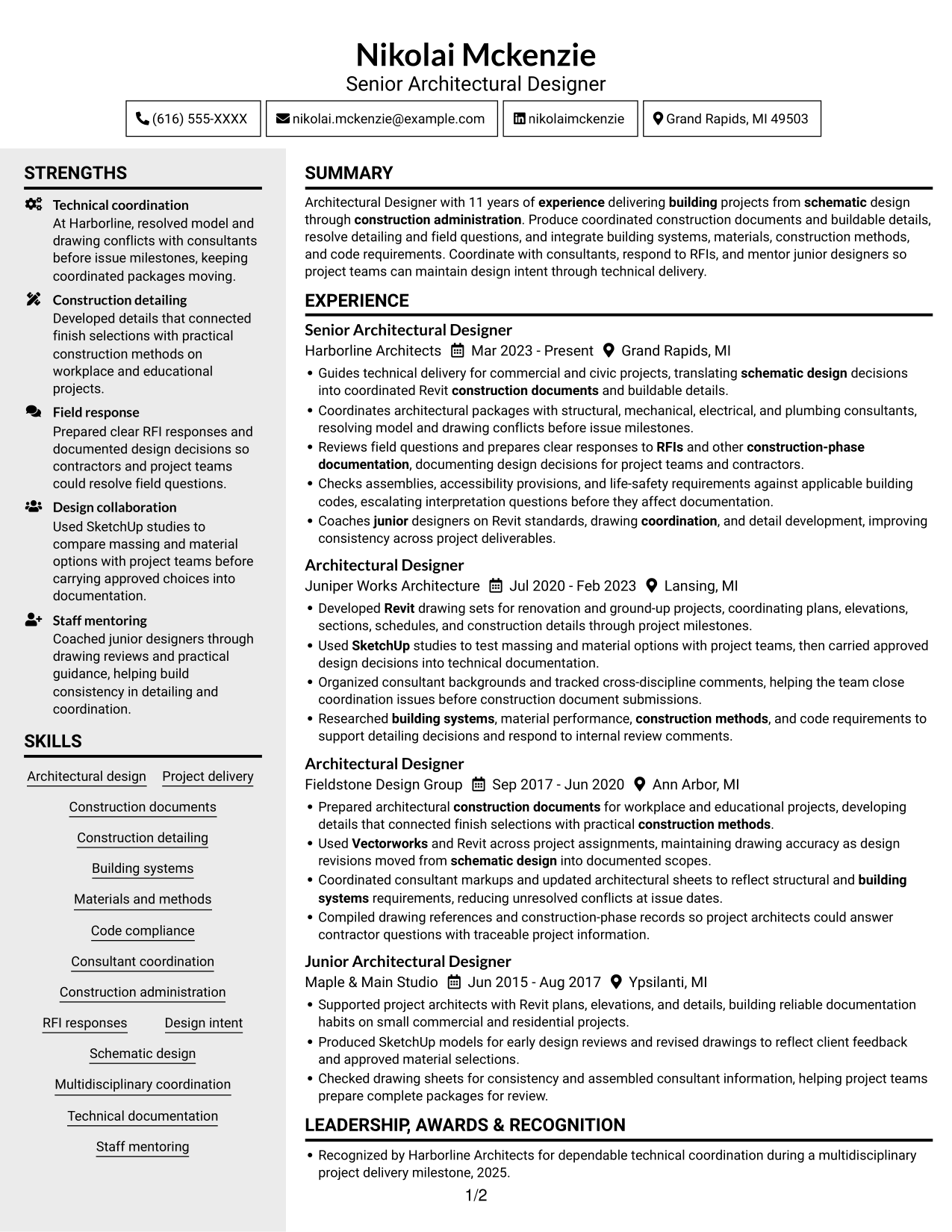 Resume example — page 1