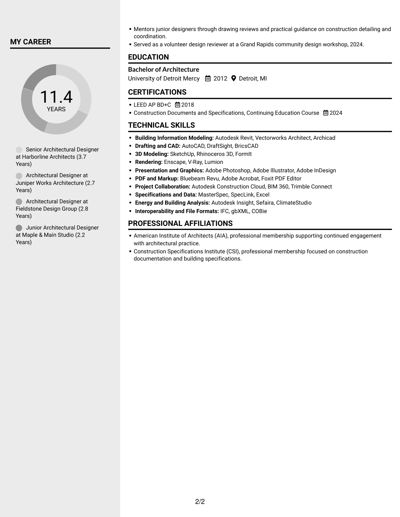 Resume example — page 2