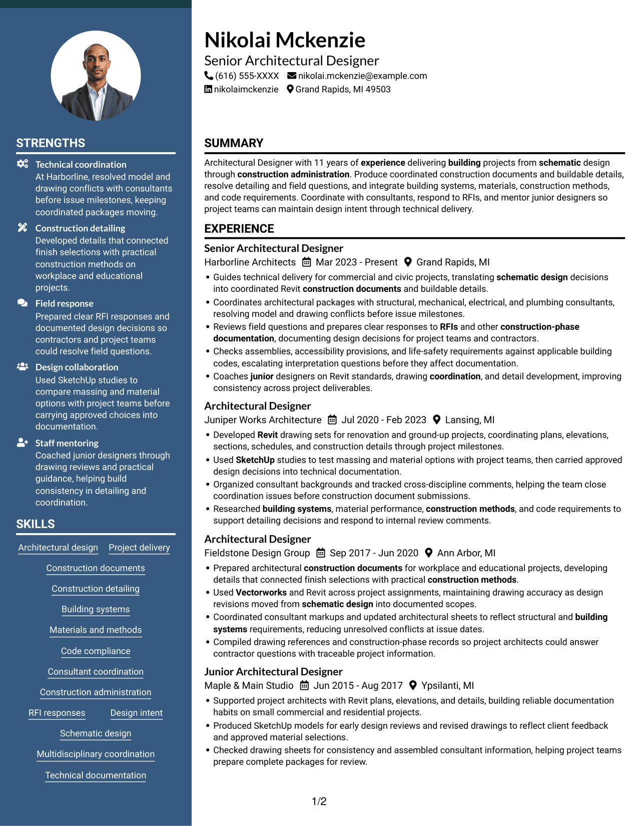 Resume example — page 1