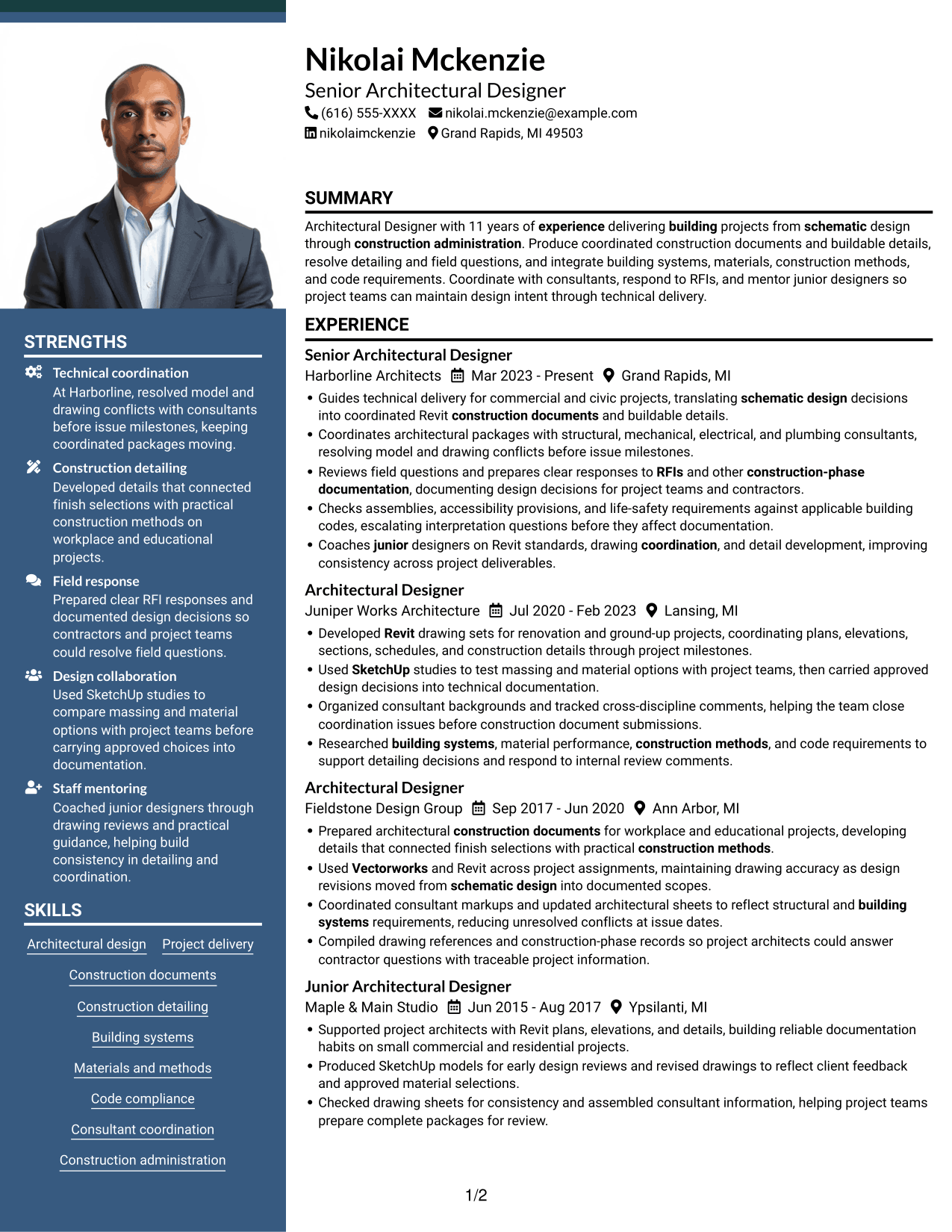 Resume example — page 1
