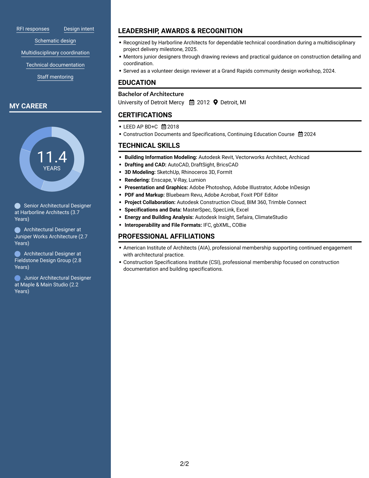 Resume example — page 2
