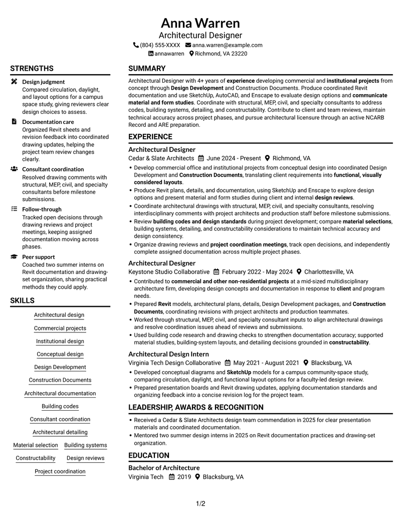 7 Architectural Designer / Project Architect - Commercial and ...