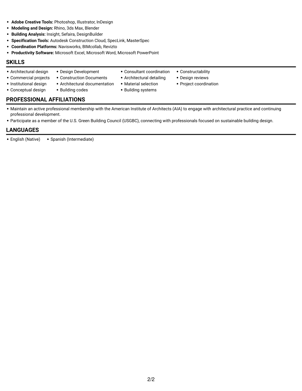Resume example — page 2
