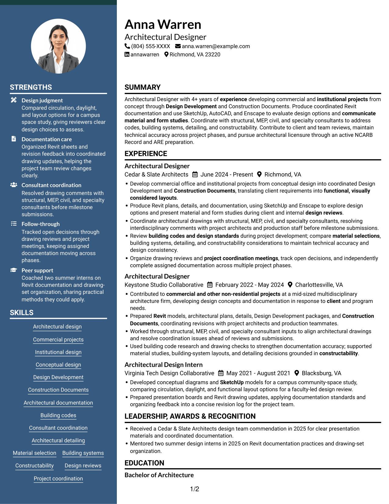 Resume example — page 1