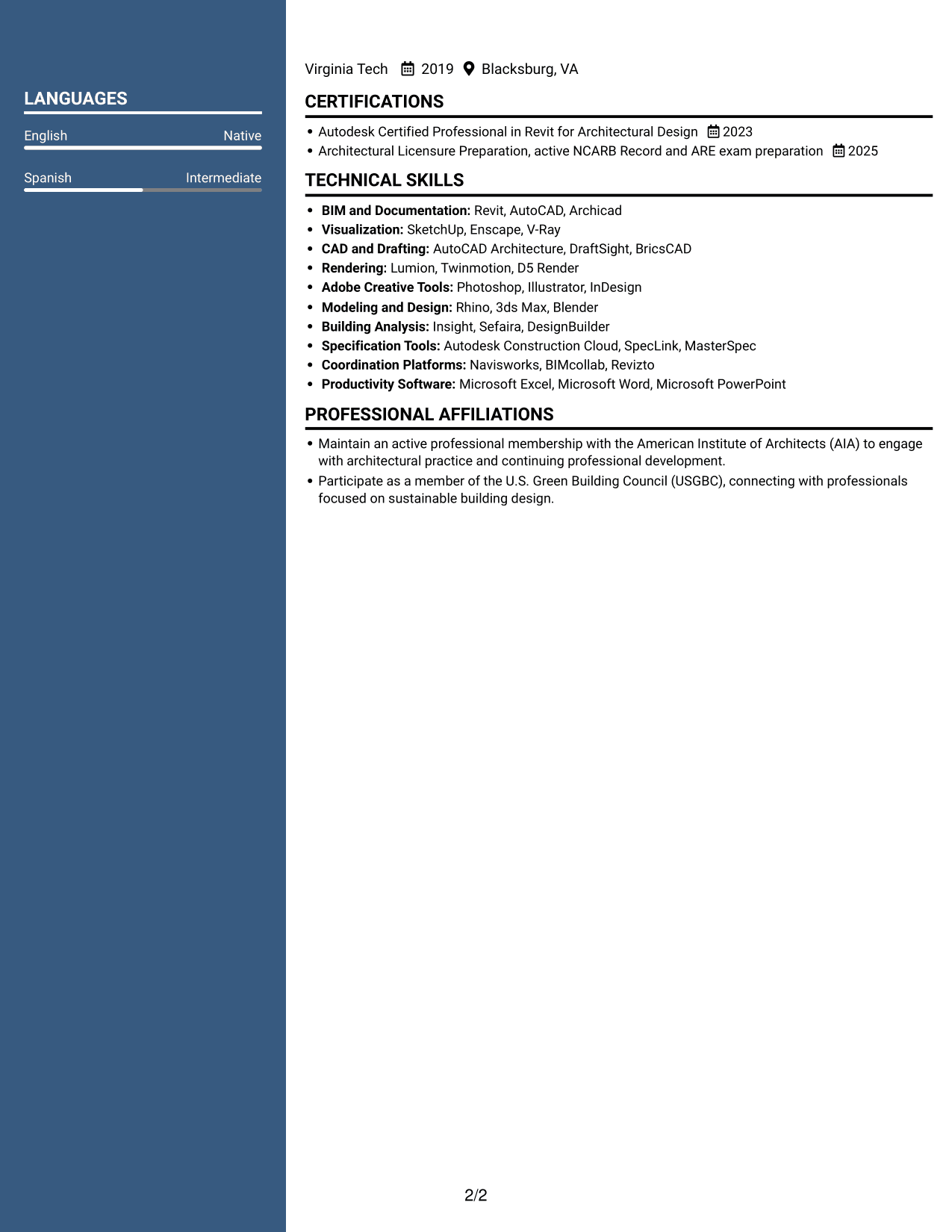 Resume example — page 2