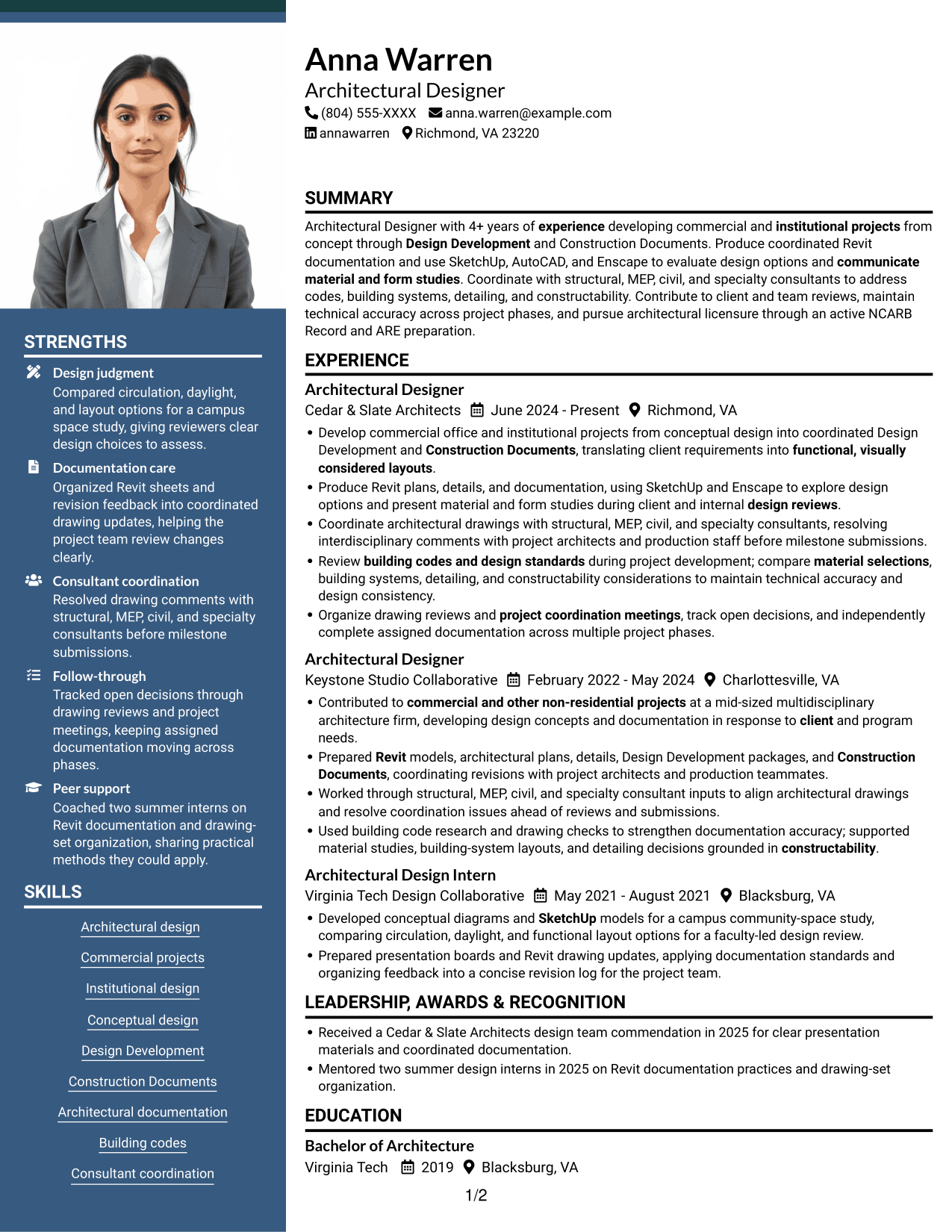 Resume example — page 1