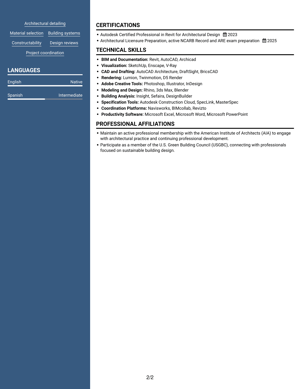 Resume example — page 2
