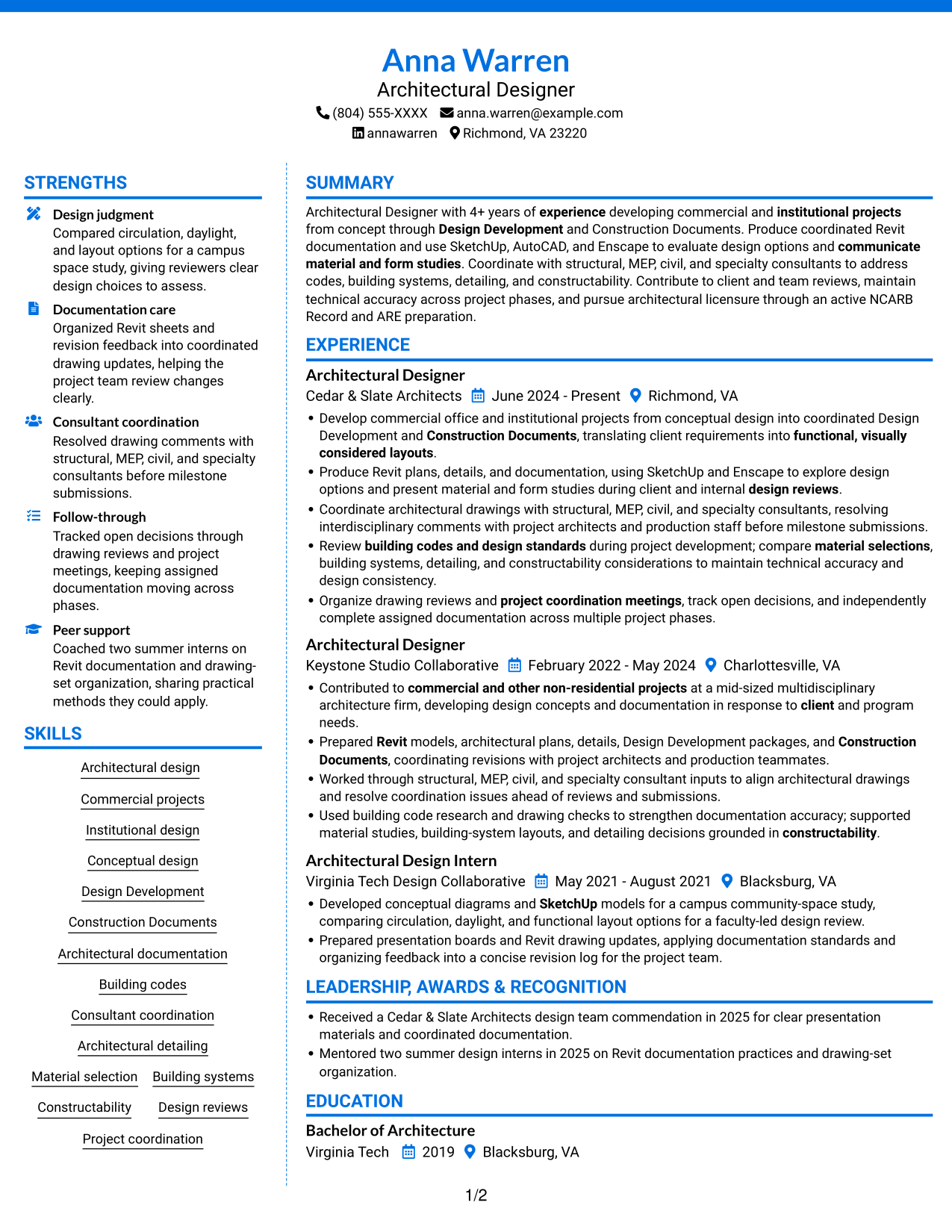Resume example — page 1