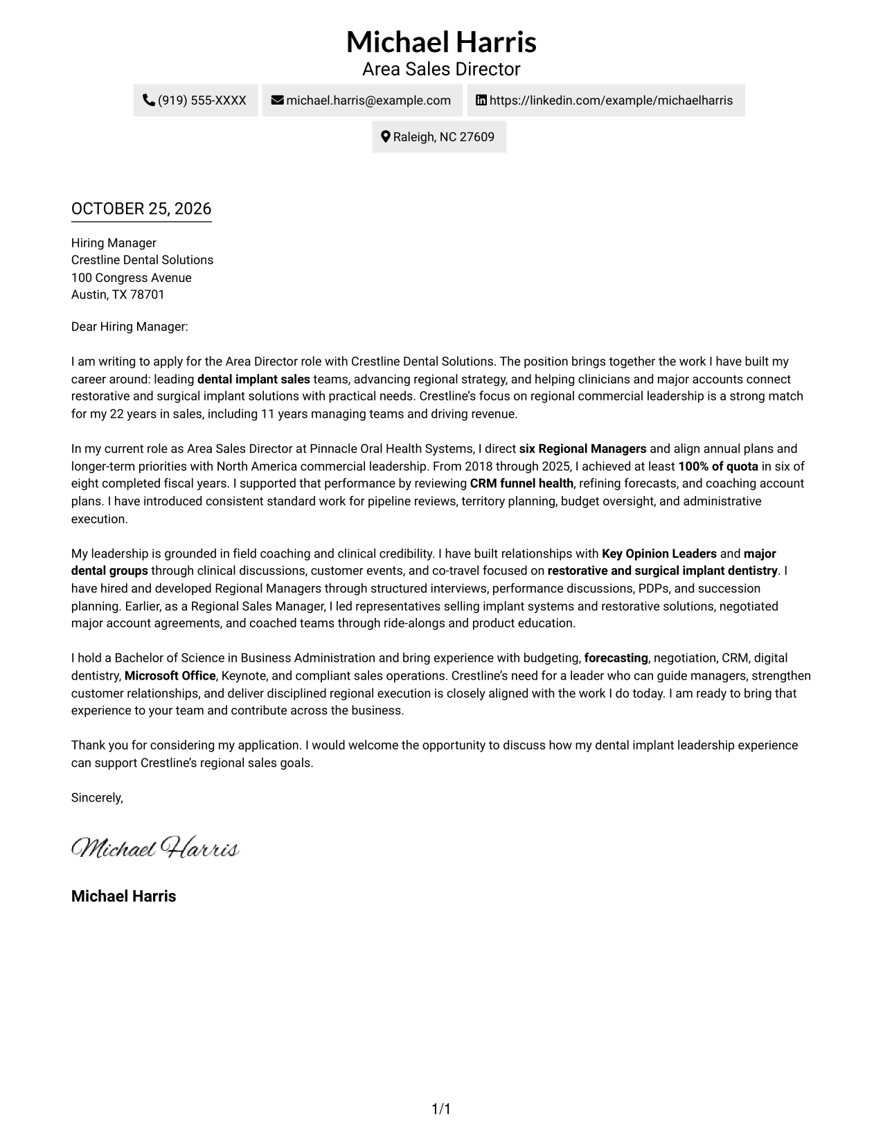 Cover letter example — page 1