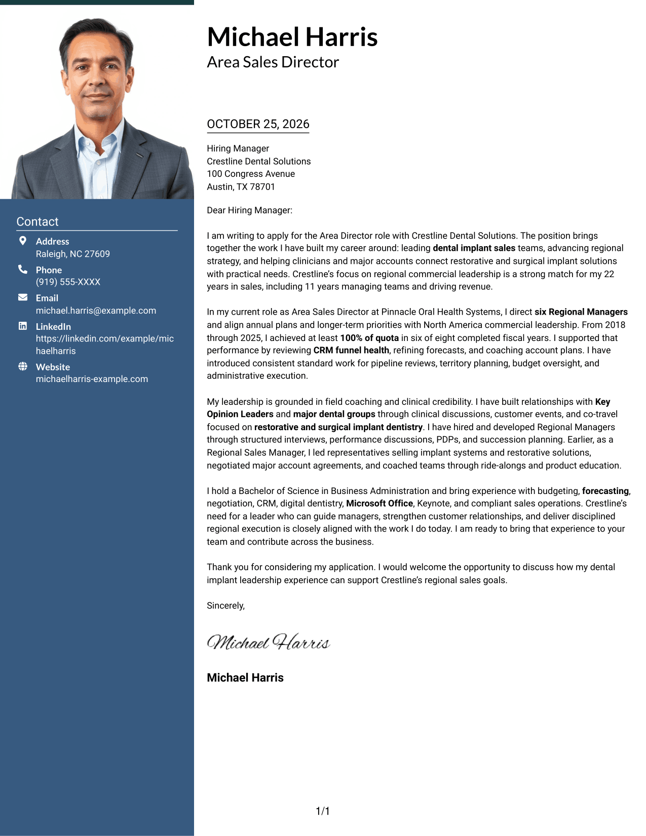 Cover letter example — page 1