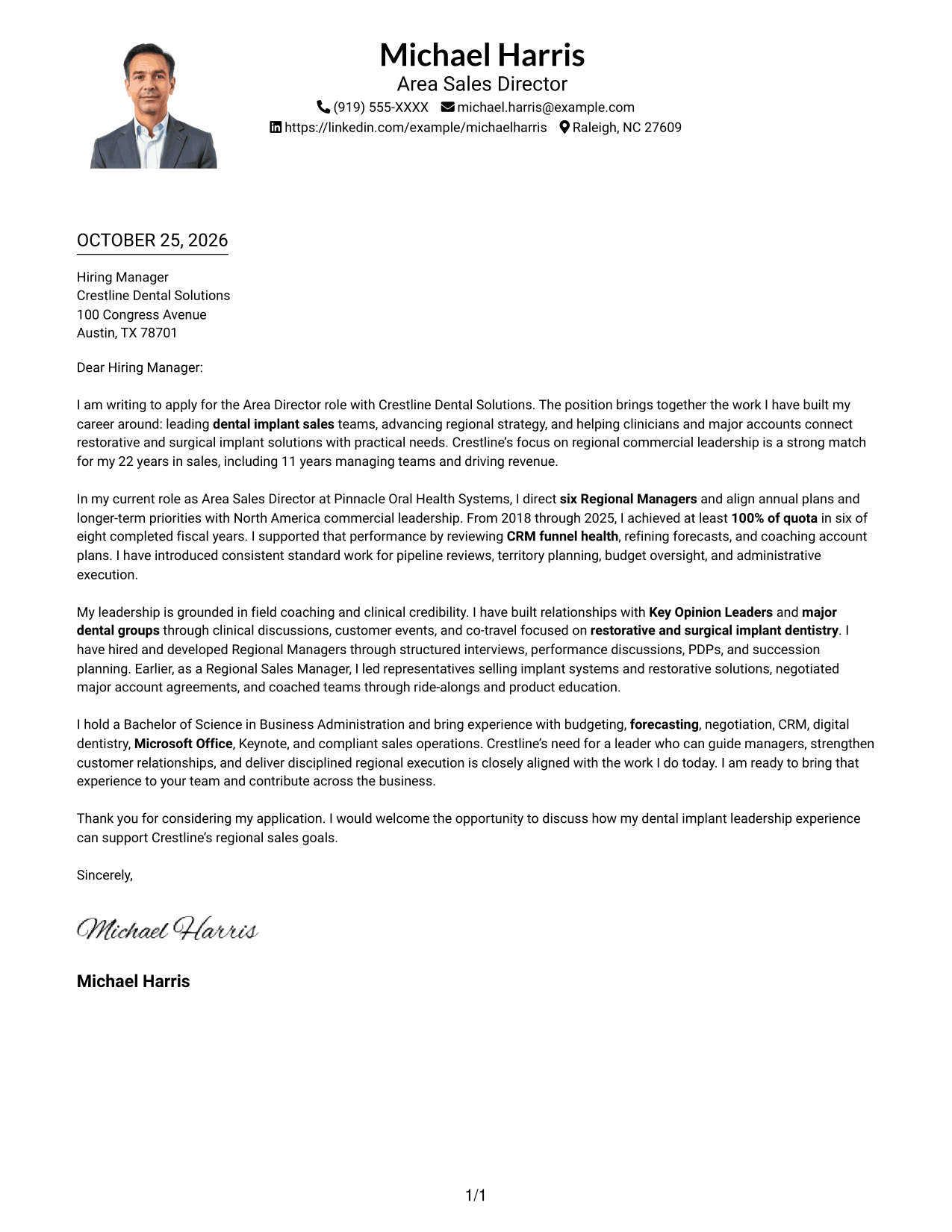 Cover letter example — page 1