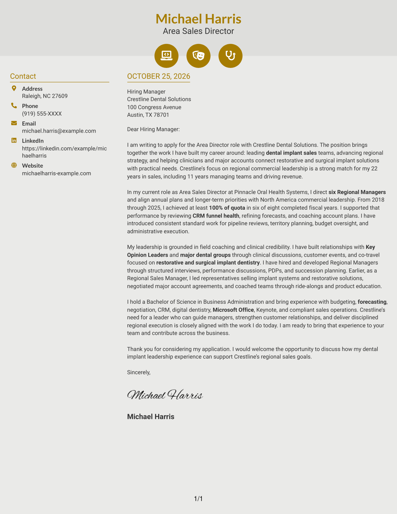 Cover letter example — page 1