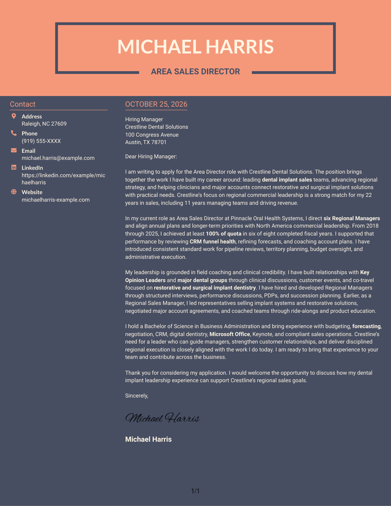 Cover letter example — page 1